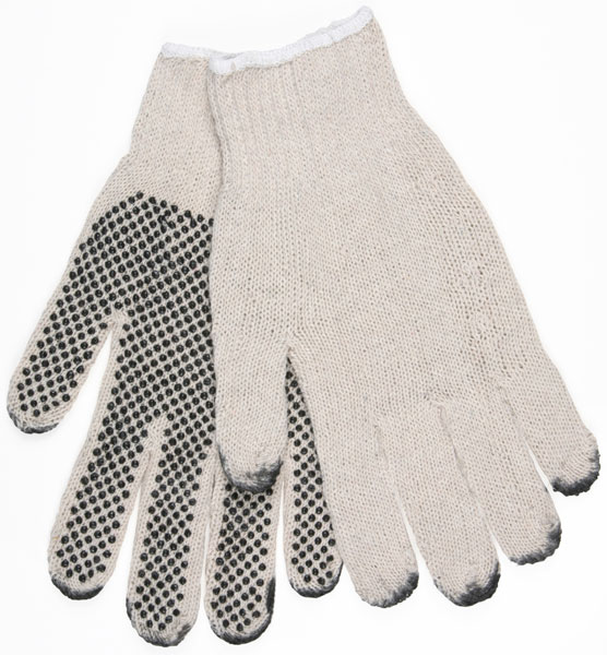 GLOVE STRING KNIT COTTON;POLY DOTS ONE SIDE LARGE - General Purpose